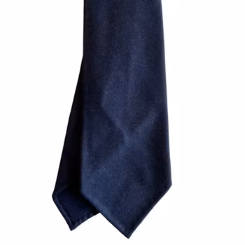 Solid Wool Flannel Tie - Untipped - Navy Blue