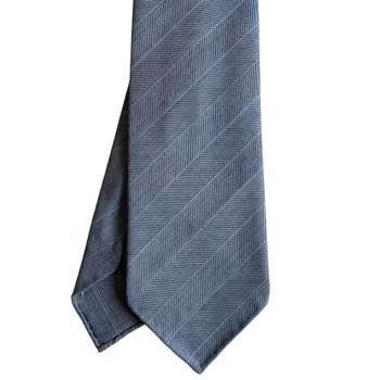 Regimental Light Wool Tie - Untipped - Grey/Light Blue