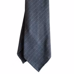 Regimental Light Wool Tie - Untipped - Dark Grey/White