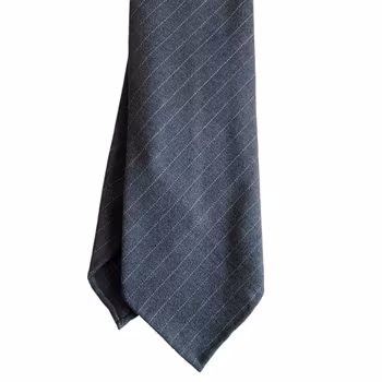 Regimental Light Wool Tie - Untipped - Dark Grey/White
