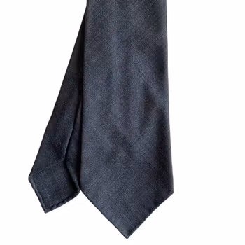 Regimental Light Wool Tie - Untipped - Dark Grey/Burgundy