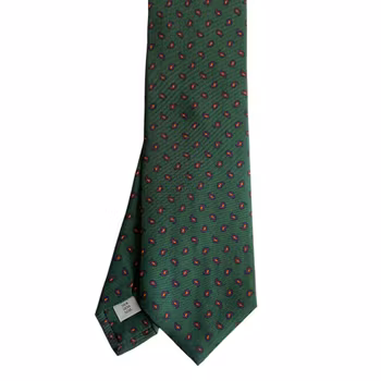Small Paisley Printed Silk Tie - Green