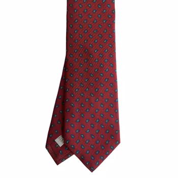 Small Paisley Printed Silk Tie - Burgundy
