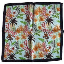 Floral Wool Pocket Square - Beige/Brown/Orange