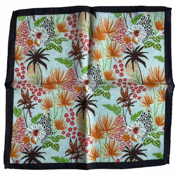 Floral Wool Pocket Square - Beige/Brown/Orange