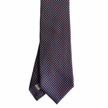 Micro Printed Silk Tie - Burgundy/Light Blue