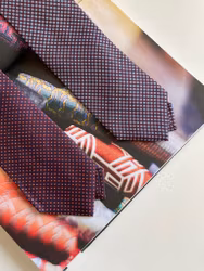 Micro Printed Silk Tie - Burgundy/Light Blue