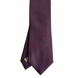 Micro Printed Silk Tie - Navy Blue/Burgundy