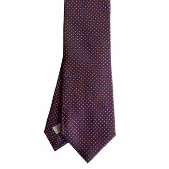 Micro Printed Silk Tie - Navy Blue/Burgundy