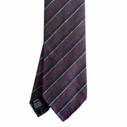 Regimental Shantung Tie - Untipped - Dark Burgundy/Navy Blue/White