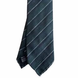 Regimental Shantung Tie - Untipped - Dark Green/Navy Blue/White