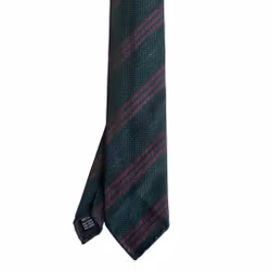Regimental Shantung Tie - Untipped - Green/Burgundy