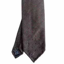 Polka Dot Shantung Tie - Untipped - Brown/Burgundy