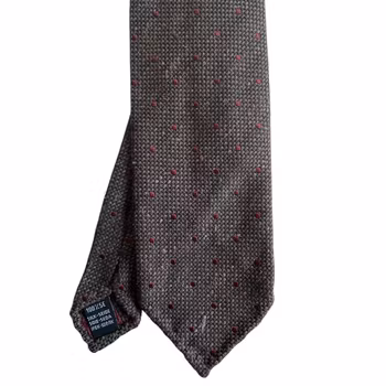 Polka Dot Shantung Tie - Untipped - Brown/Burgundy