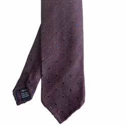 Polka Dot Shantung Tie - Untipped - Burgundy/Navy Blue