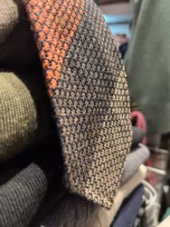 Blockstripe Silk Grenadine Jacquard Tie - Untipped - Brown/Orange/Beige