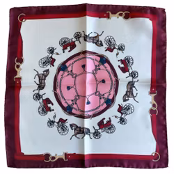 Wagon Silk Pocket Square - Burgundy/White/Pink