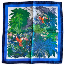 Tucano Family Silk Pocket Square - Navy Blue/Green/White