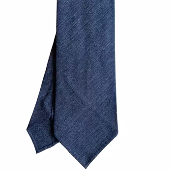 Semi Solid Silk/Wool Tie - Untipped - Mid Navy Blue