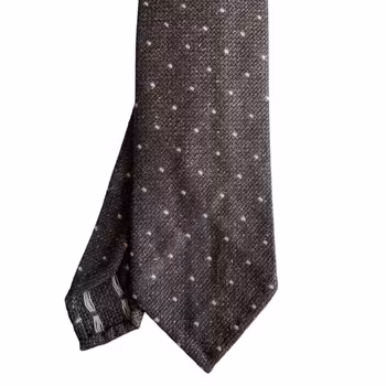 Polka Dot Wool Tie - Untipped - Brown/White