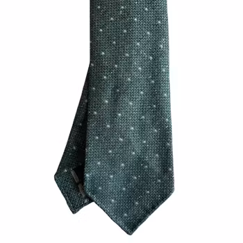 Polka Dot Wool Tie - Untipped - Light Green/White