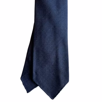 Small Check Silk/Wool Tie - Untipped - Navy Blue