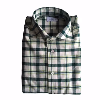 Check Flannel Shirt - Off White/Green
