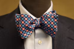 Floral Printed Silk Bow Tie - Navy Blue/Pink/Light Blue