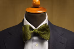 Textured Garza Silk Bow Tie - Green/Navy Blue