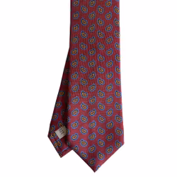 Paisley Printed Silk Tie - Burgundy/Mustard/Light Blue