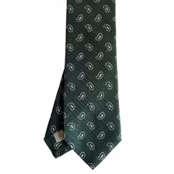 Paisley Printed Silk Tie - Dark Green