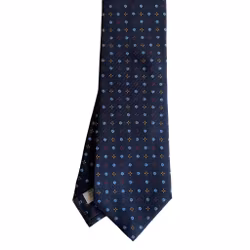 Floral Printed Silk Tie - Navy Blue/Light Blue/Yellow