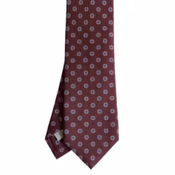 Floral Printed Silk Tie - Burgundy/Light Blue