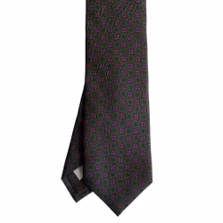 Tilt Printed Silk Tie - Green/Lilac/Navy Blue