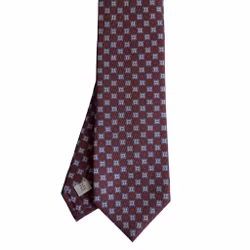 Floral Printed Silk Tie - Burgundy/Light Blue