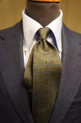 Medallion Ancient Madder Silk Tie - Untipped - Green/Navy Blue/Orange