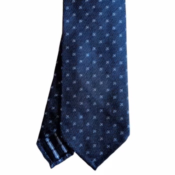 Floral Silk Tie - Untipped - Navy Blue/Light Blue