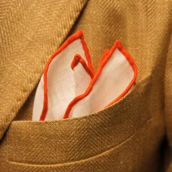 Candy Stripe Linen Pocket Square - White/Red