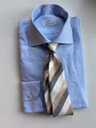 Regimental Textured Silk Tie - Light Brown/Navy Blue/Beige