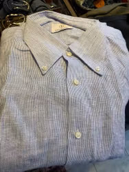 Striped Linen Shirt - Mid Blue/White