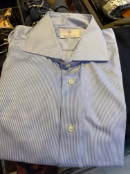 Striped Twill Cotton Shirt - Light Blue/White