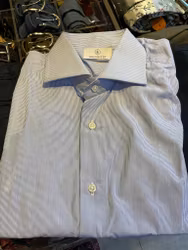 Striped Poplin Cotton Shirt - Light Blue/White