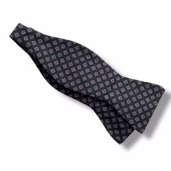 Floral Printed Wool Bow Tie - Navy Blue/Grey/Burgundy