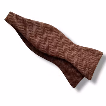 Herringbone Wool Bow Tie - Rust