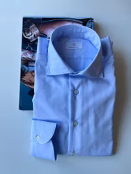 Enfärgad Skjorta Twill - Cutaway - Ljusblå