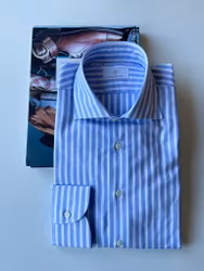 Randig Skjorta Panama - Cutaway - Ljusblå/Vit