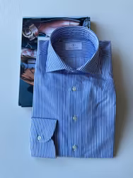 Randig Skjorta Twill - Cutaway - Marinblå/Vit