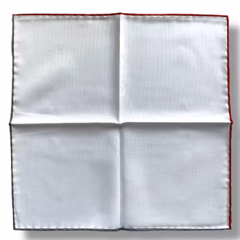 Textured Silk Candy Stripe Pocket Square - White/Red/Grey