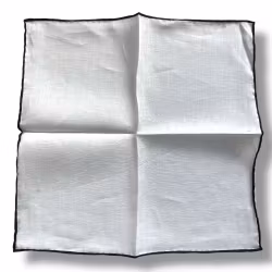 Linen Candy Stripe Pocket Square - White/Black