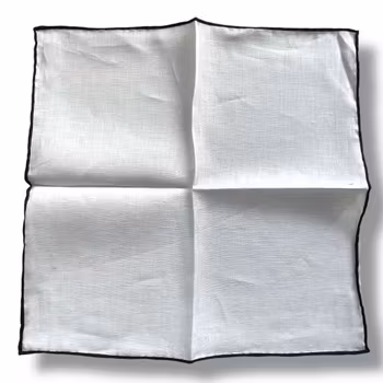 Linen Candy Stripe Pocket Square - White/Black